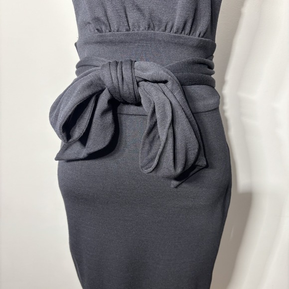 Diane Von Furstenberg Midi Dress Womens 2 Black Elegant Tie Waist Sleeveless - Picture 3 of 16